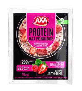 Каша вівсяна протеїнова з малиною та полуницею з підсолоджувачем