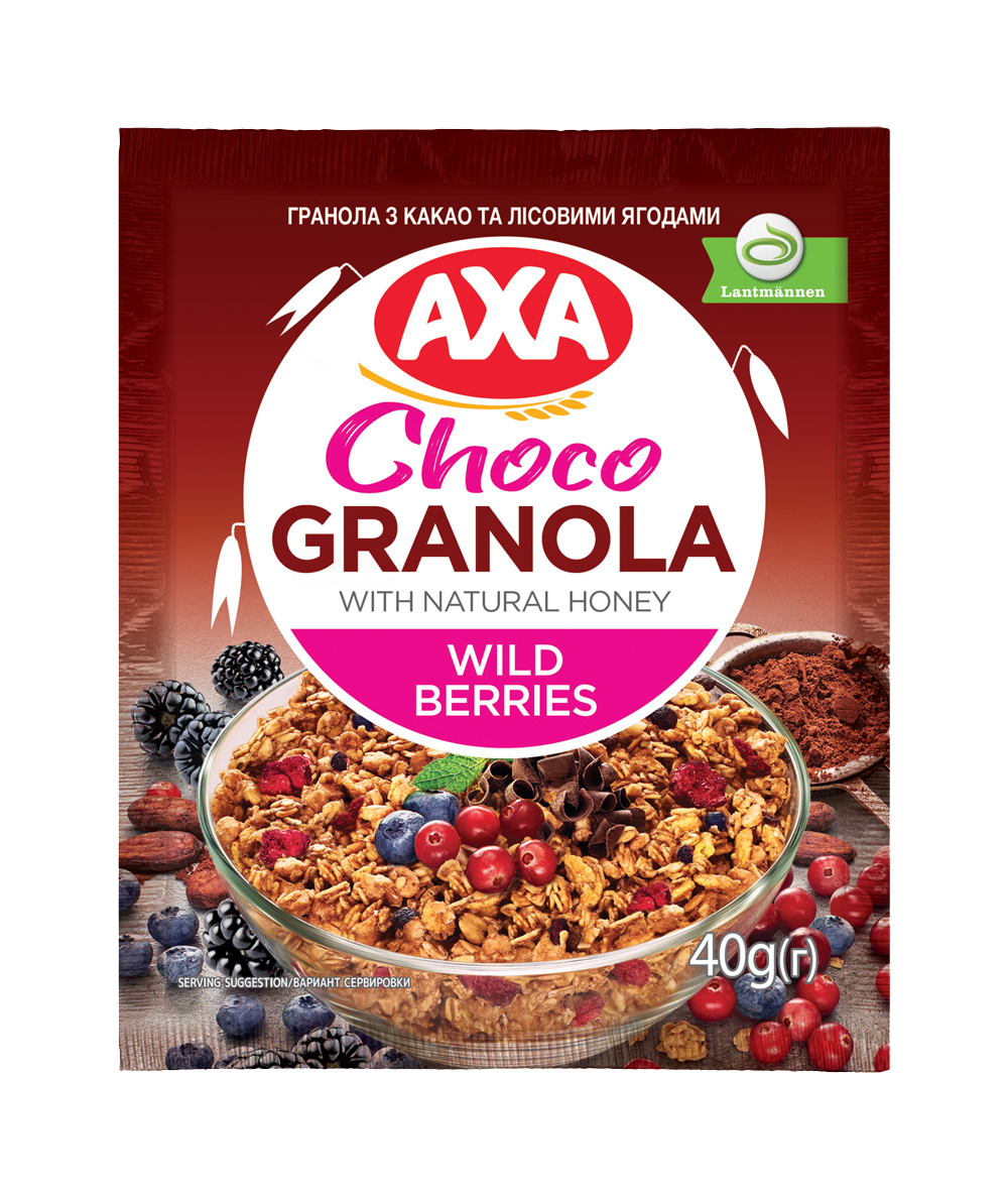 Granola with cocoa and forest berries