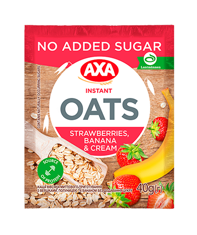 Instant oat porridge with cream, mango and pineapple no added sugar