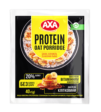 Каша вівсяна протеїнова з бананом та смаком карамелі з підсолоджувачем 