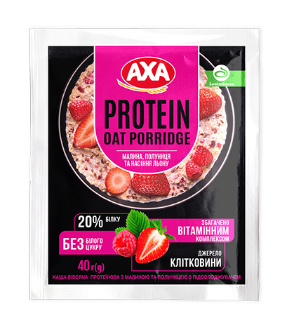 Каша вівсяна протеїнова з малиною та полуницею з підсолоджувачем